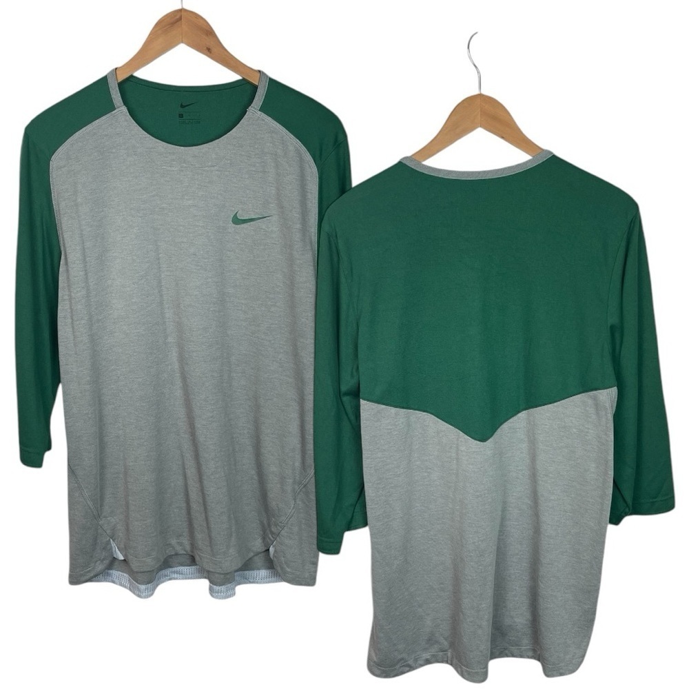 LS376 Mens Nike Athletic Performance 3/4 Sleeve Baseball Style Shirt L